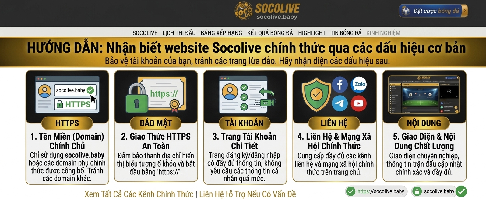 Nhận biết website Socolive chính thức qua các dấu hiệu cơ bản